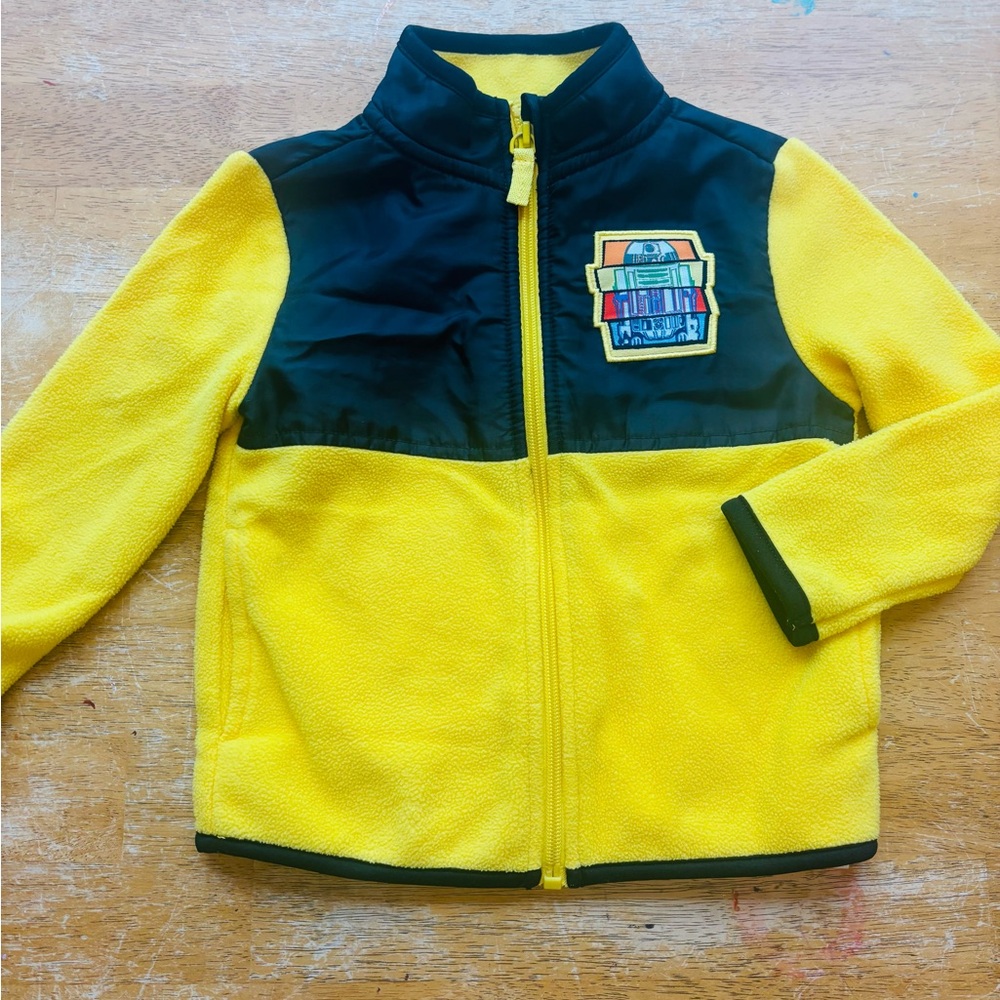 Disney Store Star Wars R2D2 Toddler 2T Yellow and Black Fleece Jacket